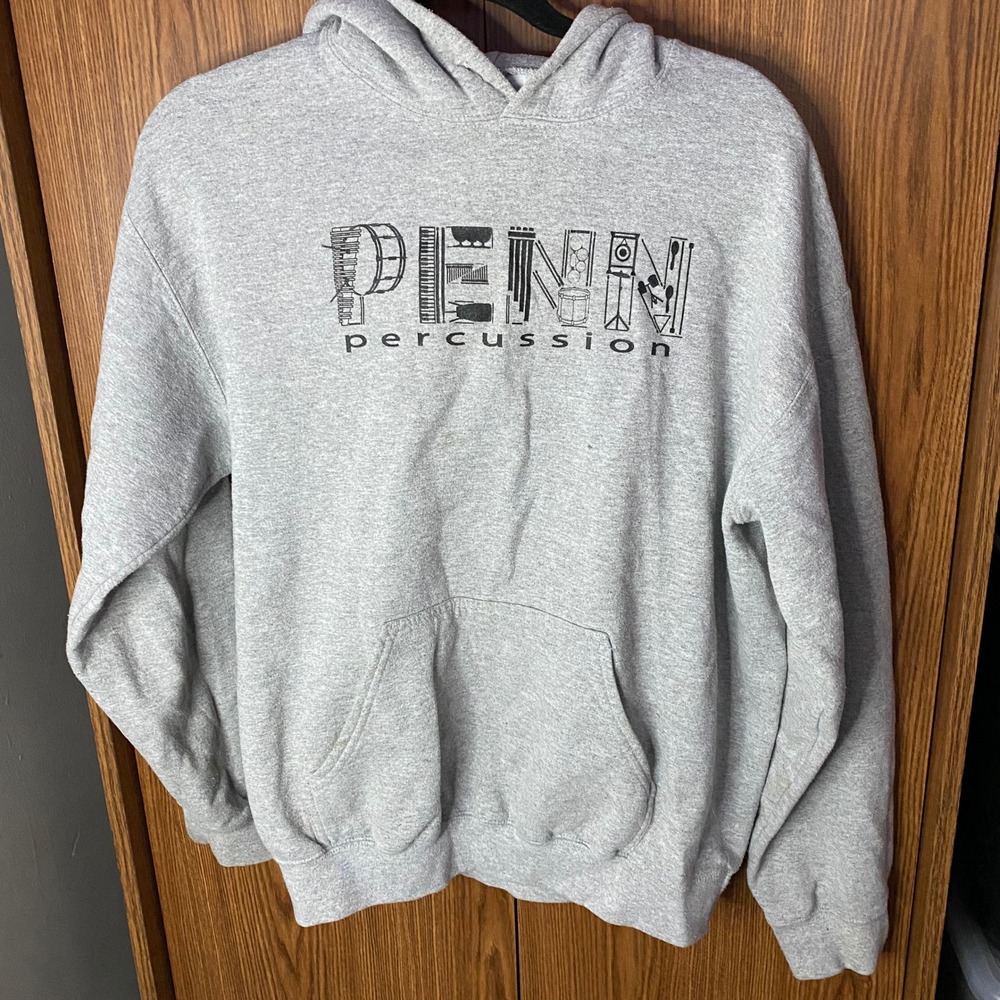 Penn Percussion Hoodie Adult Large Gray 2019 Drumline‎ Front Ensemble Graphic